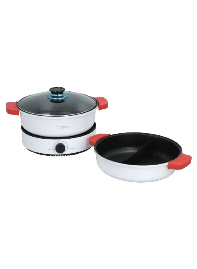 homix 1400W Multi-Functional Durable and Elegant Cooking Pan White and Black CY-040 - Image 2