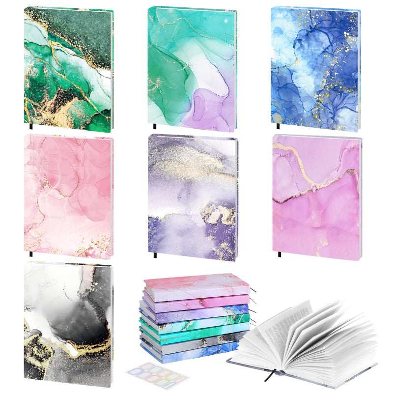 MoKo Book Cover, Stretchable Reusable Jumbo Book Cover Protector for Textbook Hardcover Books up to 9 x 11 in, Fabric Books Sox, Back to School Supplies, 7 Pcs, Marble Pattern - Image 1