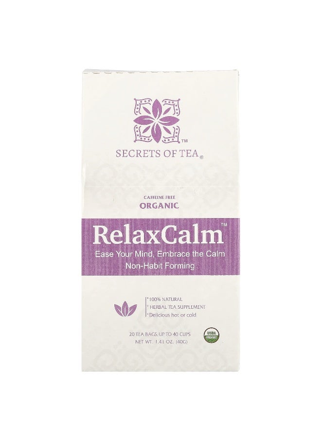 Secrets of Tea, RelaxCalm™, Caffeine Free, 20 Tea Bags, 1.41 oz (40 g) - Image 1