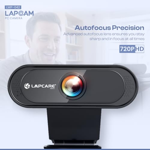 LAPCARE Lapcam HD 720M P, Noise Isolated Microphone with Computer HD stremaing Web cam for Desktop & Laptop with mic with Wide Angle Lens & Large Sensor for Superior Low Light, Optical (Black) - Image 2