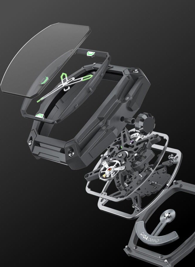 CIGA Design ساعة أوتوماتيكية ميكانيكية من سلسلة Z هانتر، عيار داخلي CD-07، هيكل مضلع ثلاثي الطبقات، سوار فولاذي على شكل H مائل، هدية ساعة مقاومة للماء للرجال والنساء، فضي - Image 5