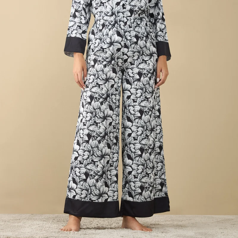 Splash FAV All-Over Floral Print Shirt with Tie-Up and Pyjama Set