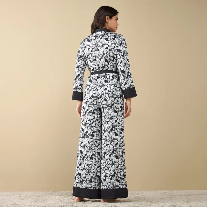 Splash FAV All-Over Floral Print Shirt with Tie-Up and Pyjama Set