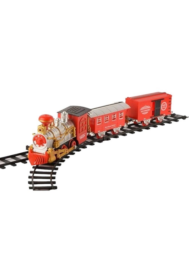 Toy Box Classical Train Toy Electric Steam Locomotive Engine with Smoke, Automatic Bump & Go Trucks with Lights Sound, for Kids Boys, Girls, Children  - Image 2