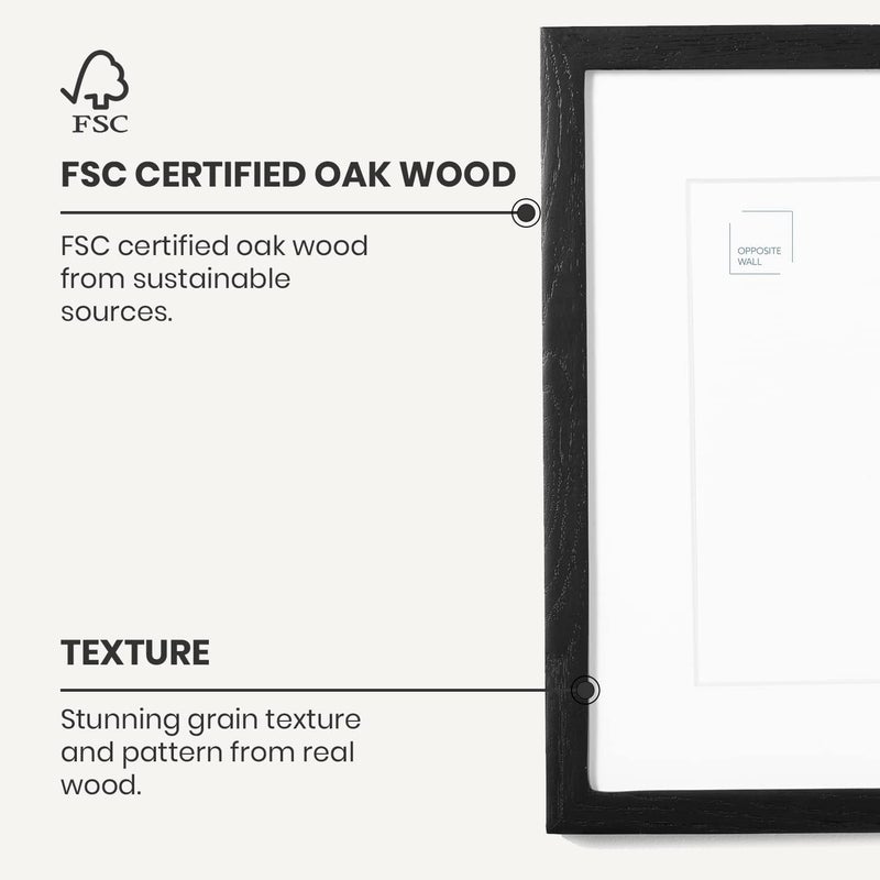 Opposite Wall - 9x12 in - Black Oak Wood Picture Frame - Lightweight  Versatile & Shatterproof - Wall Hanging Poster or Photo Frame - Wall Decor for Office  Gallery & Home - Image 3