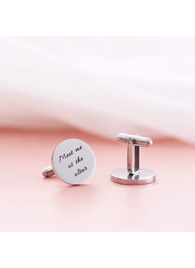 Melix Home - Stainless Steel Cufflinks For Men Groom Meet Me At The Altar Wedding Gifts Cuff Links (Our Forever And Always Stars Today) - Image 1