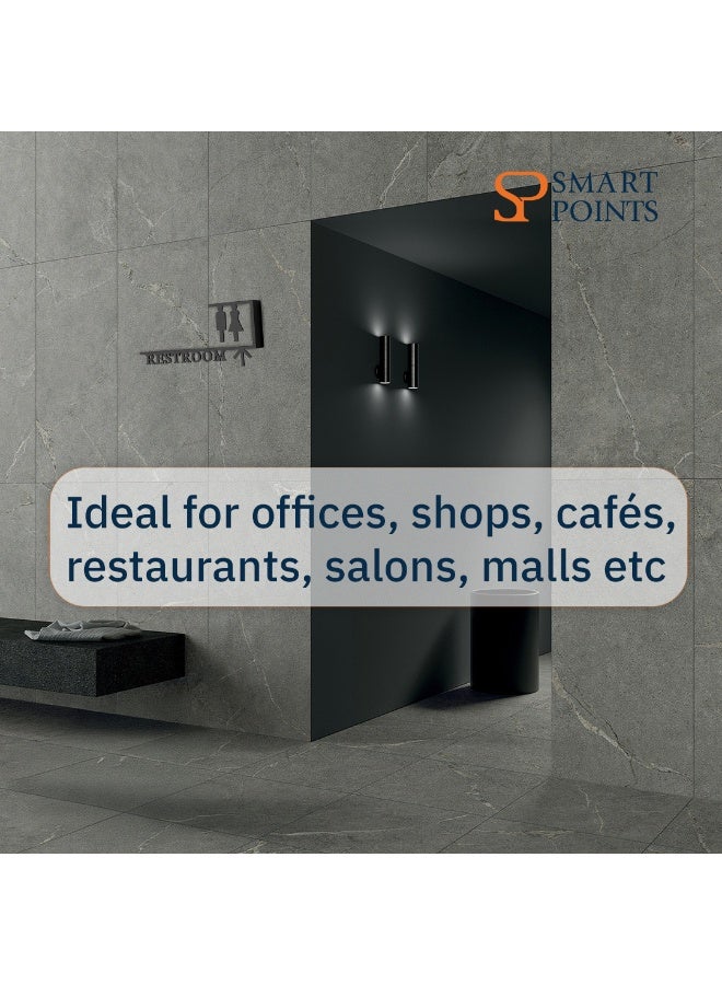 "سمارت بوينتس  " لوحة توجيه دورة المياه – علامة حمام رجالي ونسائي مع سهم، بتصميم ثلاثي الأبعاد للتثبيت على الحائط للمكاتب والمتاجر والمقاهي والمجمعات والأماكن العامة (36×17 سم) - Image 4