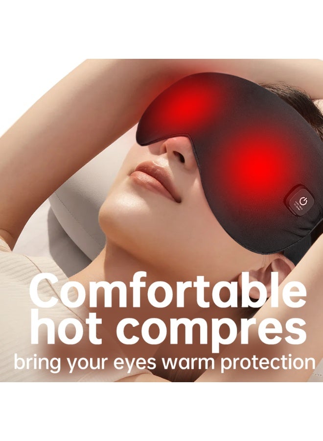 Wireless Rechargeable Heated Eye Mask, 3 Temperature Settings USB Charging Electric Eye Compress Mask, Relieve Eye Fatigue, Dark Circles, Migraines, Washable Sleep Mask for Home & Travel - Image 1