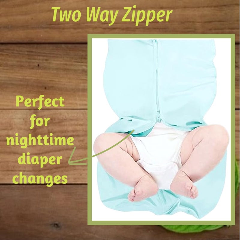 MammaChamp Zipper POD Swaddle Sleeping Sack Blankets Wrap Bag New Born Baby for 03 Months Pack of 2 WhiteLight Blue - Image 4