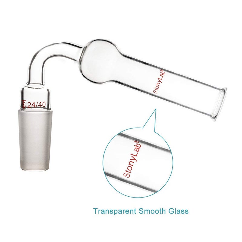 stonylab Glass 75 Degrees Drying Tube, Borosilicate Glass Bent Drying Tube Adapter with Inner 24/40 Standard Taper Joint for Organic Synthesis Chemistry Laboratory Lab Supply, Angled at 75 Degrees - Image 3
