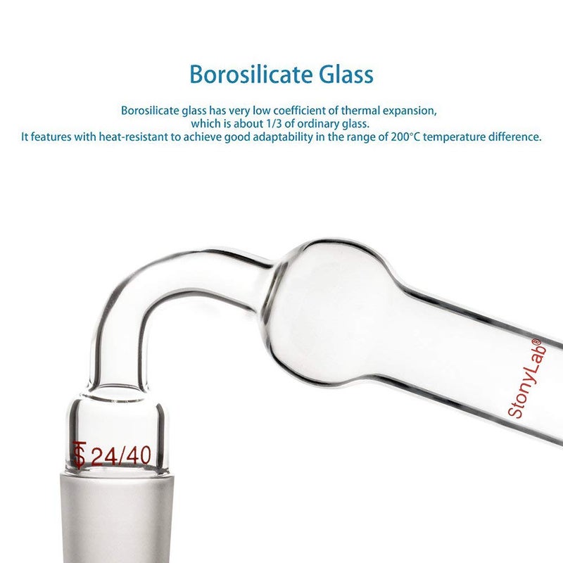 stonylab Glass 75 Degrees Drying Tube, Borosilicate Glass Bent Drying Tube Adapter with Inner 24/40 Standard Taper Joint for Organic Synthesis Chemistry Laboratory Lab Supply, Angled at 75 Degrees - Image 4
