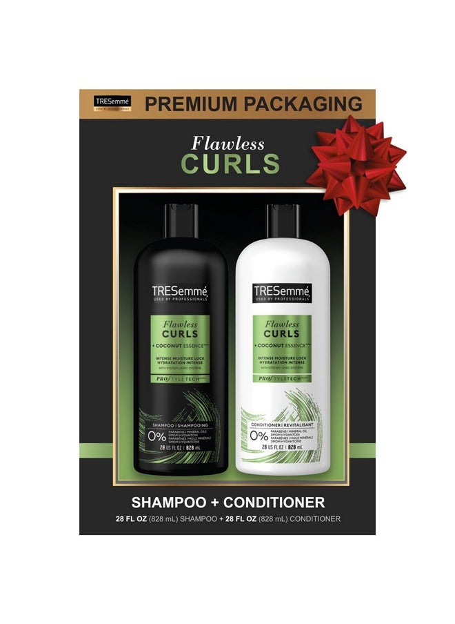 TRESemmé TRESemmé Flawless Curls Shampoo and Conditioner Set, Curly Hair Products with Coconut Oil Leaves Curls Defined, Sulfate Free, Frizz Free, 28 Fl Oz Ea  - Image 1