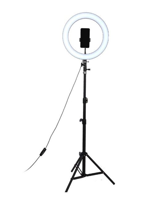 Adjustable light ring to get the most suitable lighting for selfies Perfect for use as a tripod with a foldable design that rests on a table or stands on the floor