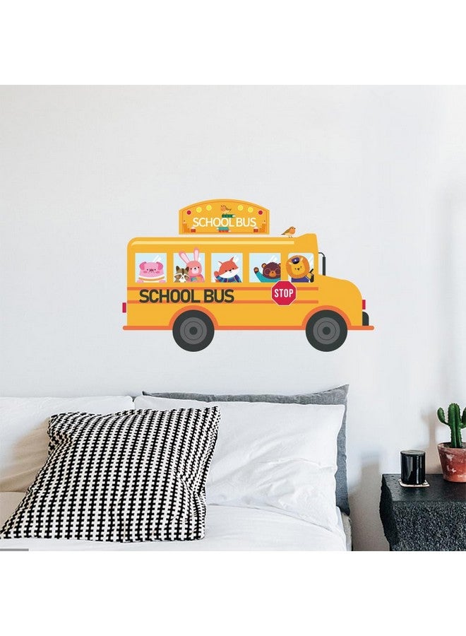 PLIGREAT Cute Cartoon Animals School Bus Wall Stickers Removable Vinyl Peel and Stick Wall Decals for Nursery Playroom Dining Living Room Bedroom Wall Decoration Home Indoor DIY Wall Art Decor - Image 3