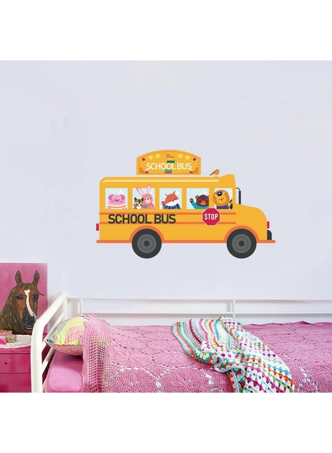 PLIGREAT Cute Cartoon Animals School Bus Wall Stickers Removable Vinyl Peel and Stick Wall Decals for Nursery Playroom Dining Living Room Bedroom Wall Decoration Home Indoor DIY Wall Art Decor - Image 4