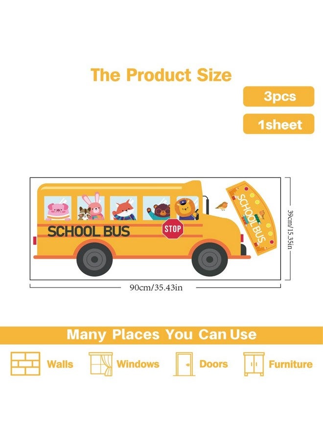 PLIGREAT Cute Cartoon Animals School Bus Wall Stickers Removable Vinyl Peel and Stick Wall Decals for Nursery Playroom Dining Living Room Bedroom Wall Decoration Home Indoor DIY Wall Art Decor - Image 5
