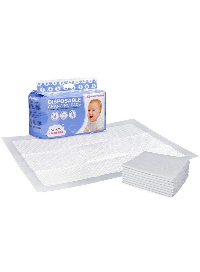 TINY THUMBS Disposable Changing Pads for Baby (54 Pack) - Super Soft, Ultra Absorbent & Waterproof Large Diaper Changing Pad Liners - Baby Changing Pad Cover & Bed Pads - Image 1