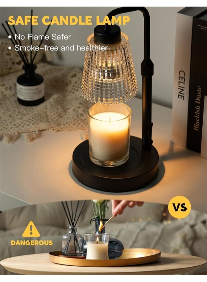 هومستر شمعة دافئة المصباح مع توقيت قابل للتخفيف، هدايا عيد ميلاد للمرأة، منزل تدفئة هدايا ديكور منزلي جديد، الشمع يذوب دافئة للشموع جرة مع 2 مصابيح - Image 2