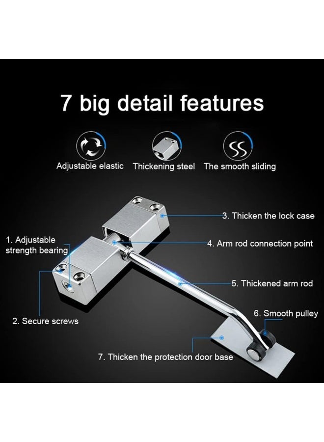 Relex Automatic Silent Door Closer, Heavy Duty Commercial Grade, Fire Rated & Adjustable Spring, Tool-Free Self-Closing, 15-30kg Capacity, Soft-Closing System - Image 2