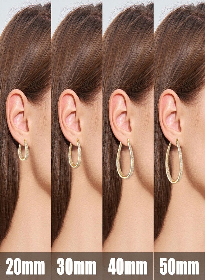 Gacimy Gold Hoop Earrings for Women 14k Real Gold Plated, 6.3mm Thick Chunky Cubic Zirconia Gold Earrings Hoops with 925 Sterling Silver Post, Medium Oval Womens Earrings 30mm - Image 5