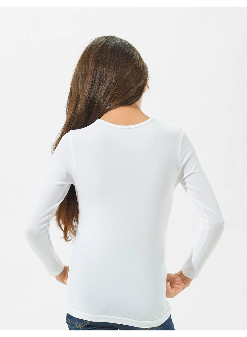 ميسري اندرشيرت كم طويل بناتي - ابيض - Image 2