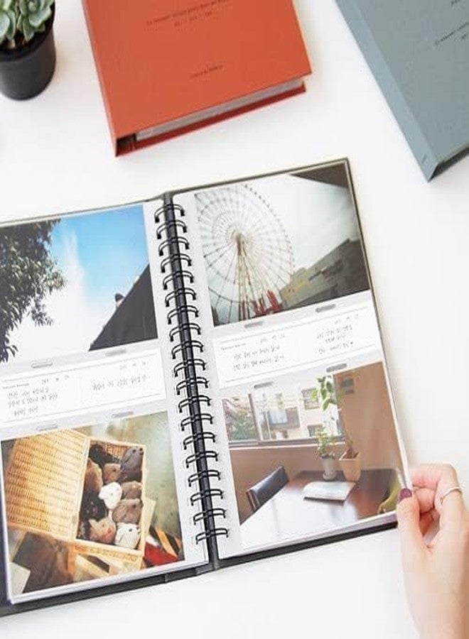 dalgaru Aesthetic Simple Lovely Korean Hard Cover 4 x 6 in Photo Album Book for couples, family, baby, wedding - holds 100 photos in pockets includes 50 double sided memo slips/spiral bound (Burgundy) - Image 3