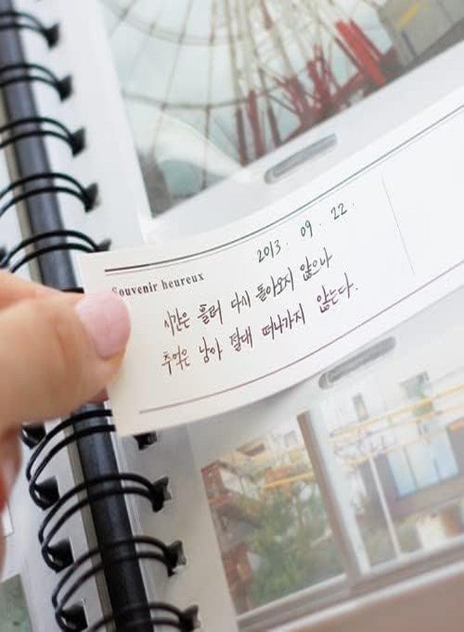 dalgaru Aesthetic Simple Lovely Korean Hard Cover 4 x 6 in Photo Album Book for couples, family, baby, wedding - holds 100 photos in pockets includes 50 double sided memo slips/spiral bound (Burgundy) - Image 4