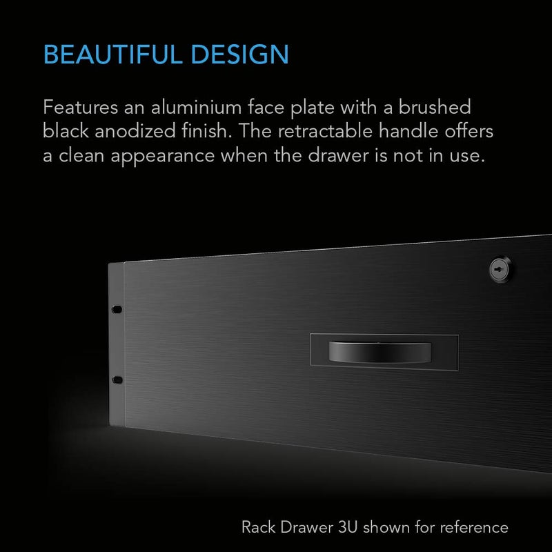 AC Infinity Rack Mount Drawer 2U with Aluminum Faceplate, with Lock and Key, for 19â€ Equipment Server AV DJ Cabinets Racks - Image 3