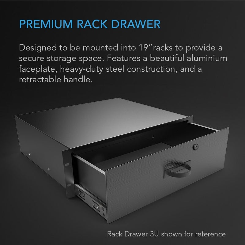 AC Infinity Rack Mount Drawer 2U with Aluminum Faceplate, with Lock and Key, for 19â€ Equipment Server AV DJ Cabinets Racks - Image 2