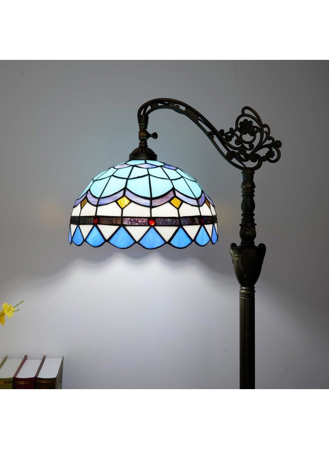 Blivuself Tiffany Floor Lamp Blue Mediterranean Style Vintage Stained Glass Floor Lamp with Adjustable Angle for Living Room Bedroom Home Decor - Image 2
