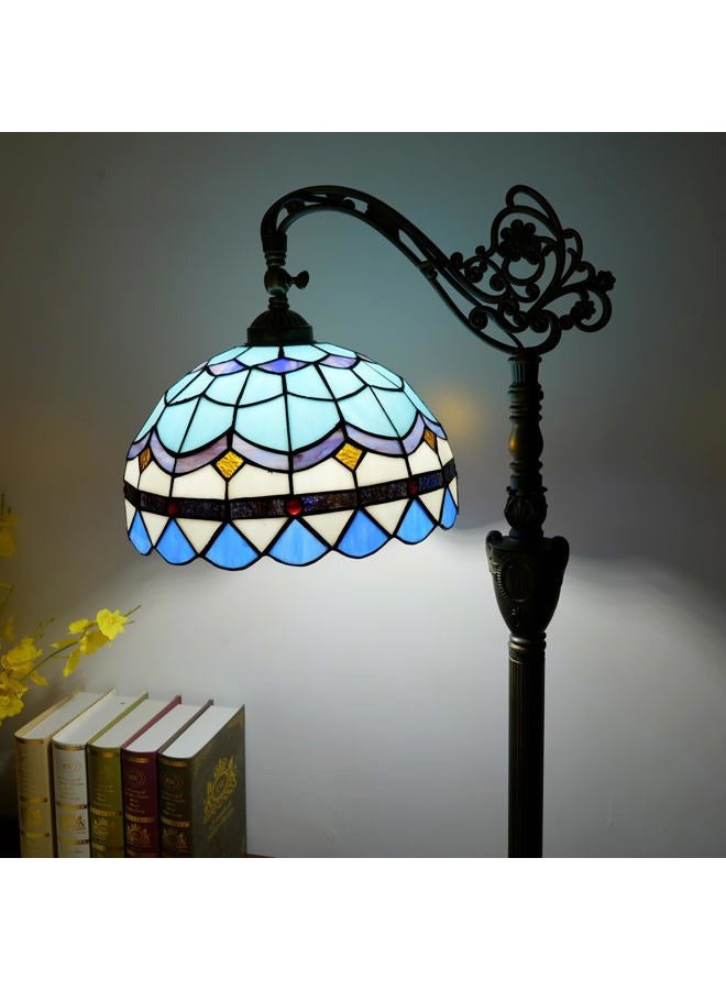Blivuself Tiffany Floor Lamp Blue Mediterranean Style Vintage Stained Glass Floor Lamp with Adjustable Angle for Living Room Bedroom Home Decor - Image 3