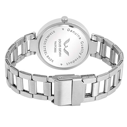 LOUIS DEVIN Stainless Steel Analog Women Watch (Pink Dial Silver Colored Strap), Silver Band - Image 3