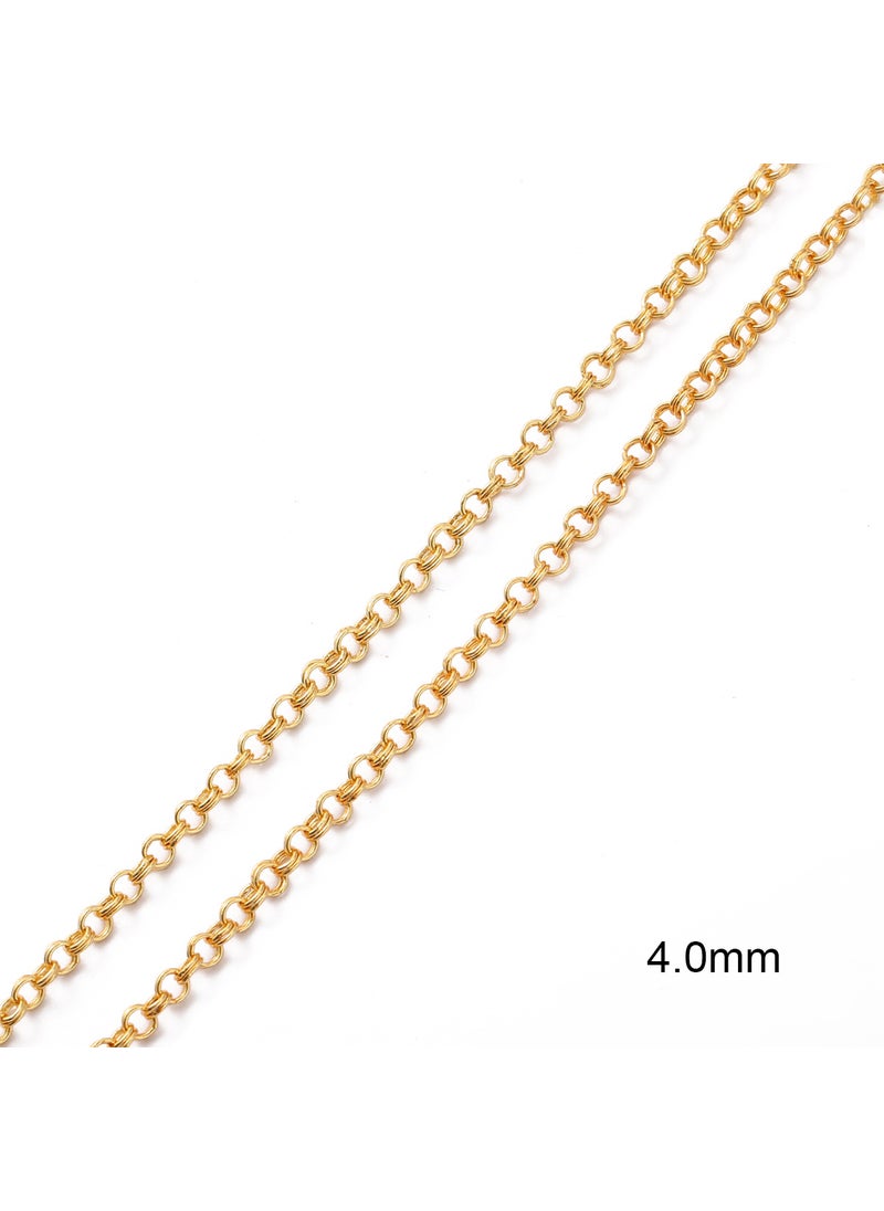 Generic - 18K Gold Plated Colorfast O-Link Chain Double-loop chain 4mm 1 m/strip - Image 1