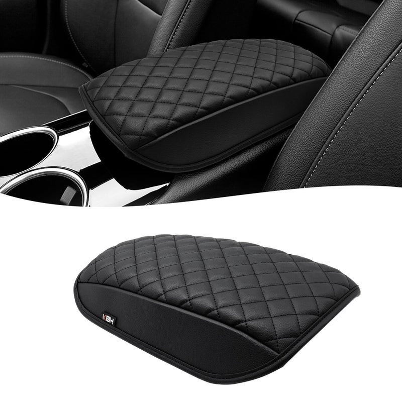 KBH Center Console Armrest Cover for Ford Fusion 2013 2014 2015 2016 Middle Console Lid Protector Arm Hand Rest Cushion Interior Accessories Vinyl Leather AntiScratch Black