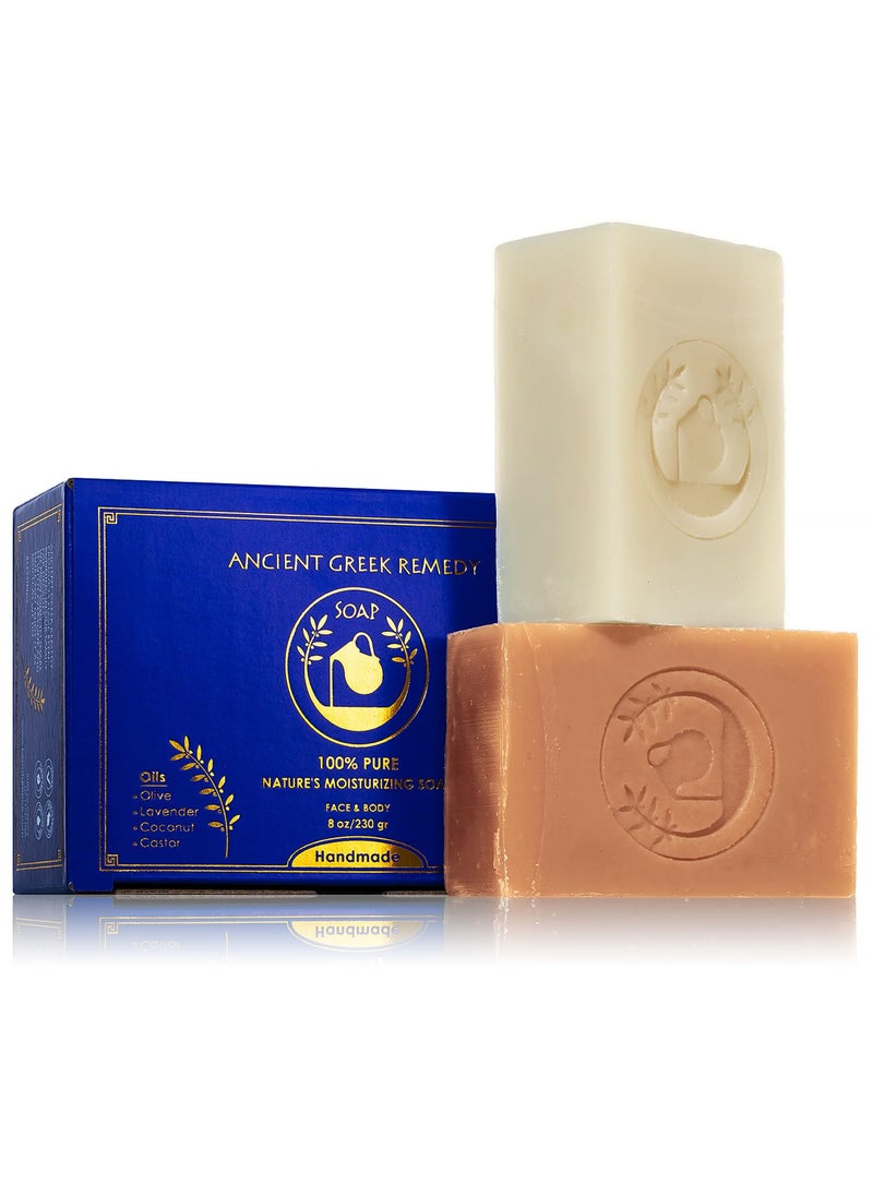Ancient Greek Remedy - Ancient Greek Remedy Organic Face and Body Soap Bars for Dry, Normal, and Sensitive Skin. Gentle Wash Treatment for Women and Men With soap Holder (2 pack) - Image 1