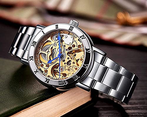 SENRUD Luxury Womens AutomaticselfWind Watch Ladies Fashion Full Steel Band Skeleton Waterproof Mechanical Women Wrist Watch Silver Gold - Image 3