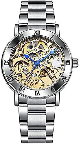 SENRUD Luxury Womens AutomaticselfWind Watch Ladies Fashion Full Steel Band Skeleton Waterproof Mechanical Women Wrist Watch Silver Gold - Image 1