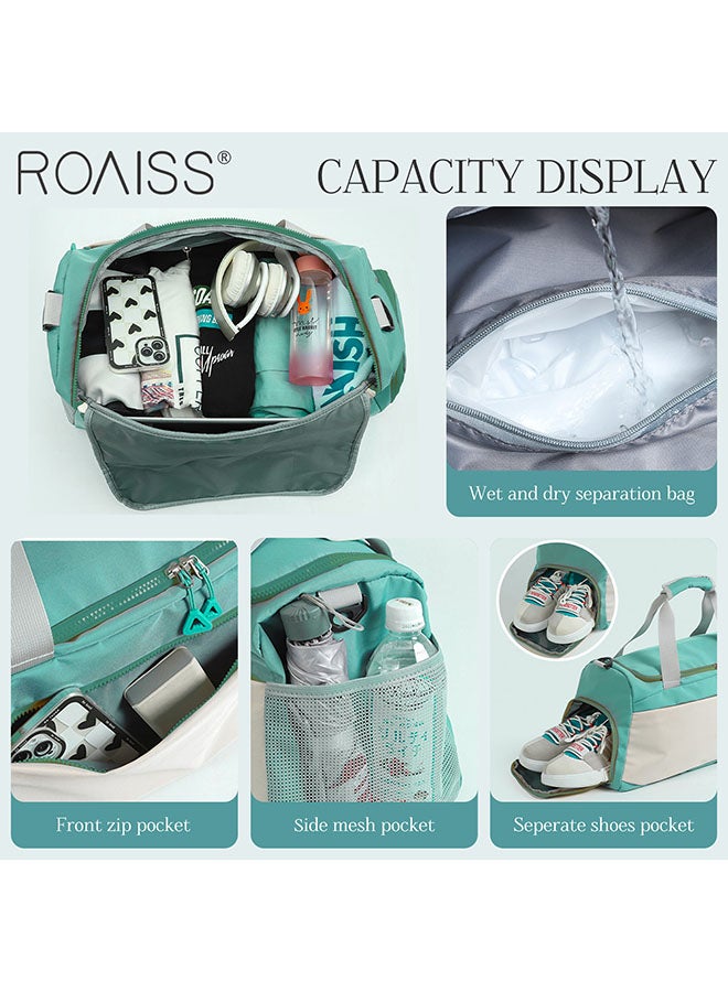 roaiss Unisex Gym Sacks, Large Capacity with Separate Wet/Dry Compartments and Independent Shoe Compartment, Travel Tote Bag, Adjustable and Removable Shoulder Strap Yoga Bag, Green - Image 4