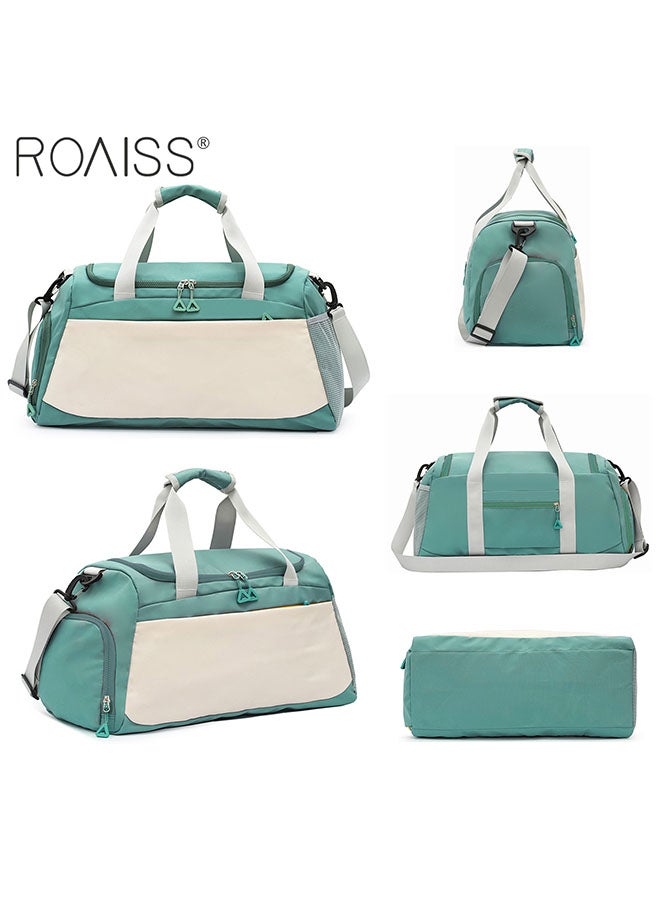 roaiss Unisex Gym Sacks, Large Capacity with Separate Wet/Dry Compartments and Independent Shoe Compartment, Travel Tote Bag, Adjustable and Removable Shoulder Strap Yoga Bag, Green - Image 3