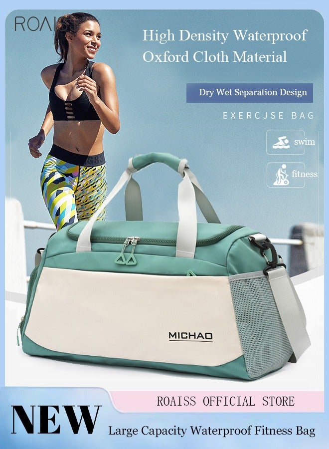 roaiss Unisex Gym Sacks, Large Capacity with Separate Wet/Dry Compartments and Independent Shoe Compartment, Travel Tote Bag, Adjustable and Removable Shoulder Strap Yoga Bag, Green - Image 2