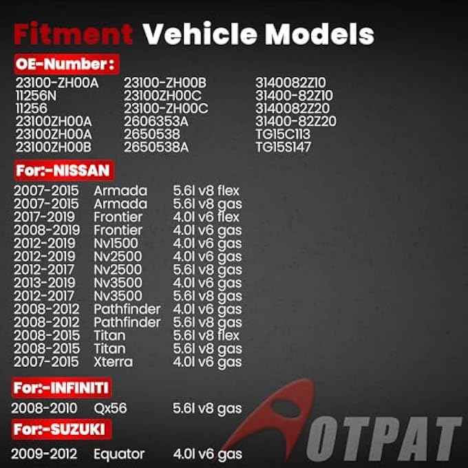 AOTPAT Alternator for:-Nissan Armada 2007-2015, Frontier 2008-2019, Nv1500 2012-2019, Pathfinder 2008-2012, Titan 2008-2015 for:-Infiniti QX56 2008-2010 Equator 2009-2012 12V 130Amp CW OE# 23100-ZH00A - Image 2