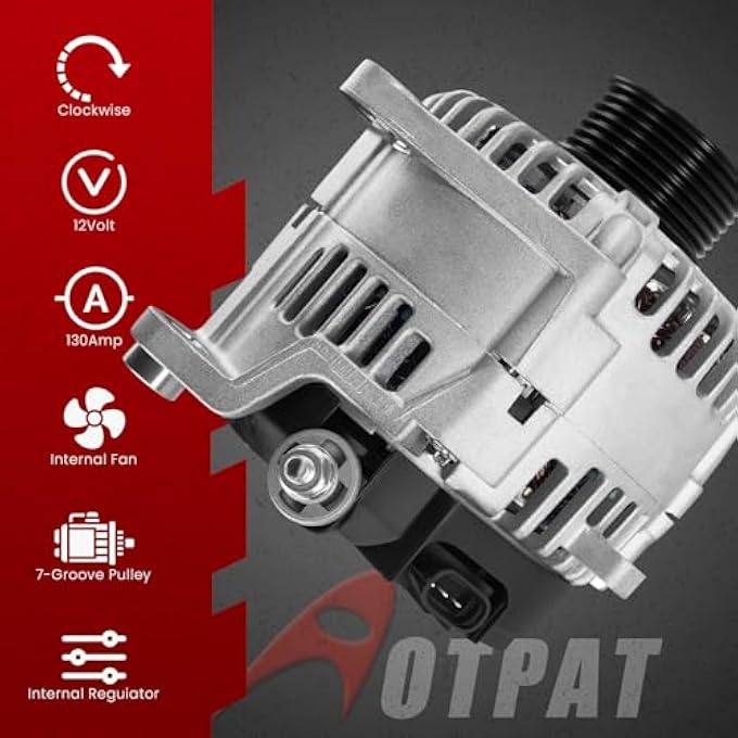 AOTPAT Alternator for:-Nissan Armada 2007-2015, Frontier 2008-2019, Nv1500 2012-2019, Pathfinder 2008-2012, Titan 2008-2015 for:-Infiniti QX56 2008-2010 Equator 2009-2012 12V 130Amp CW OE# 23100-ZH00A - Image 3