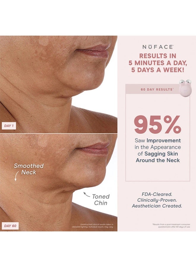 نوفيس مجموعة جهاز NuFACE MINI+ للعناية بالوجه بتقنية التيار الدقيق - جهاز معتمد من إدارة الغذاء والدواء الأمريكية لنحت الوجه وشد البشرة لتحديد ملامحها ورفعها وتوحيد لونها + منشط جل بتقنية التيار الدقيق، وكريم حريري، وفرشاة تطبيق - لون وردي رملي - Image 4