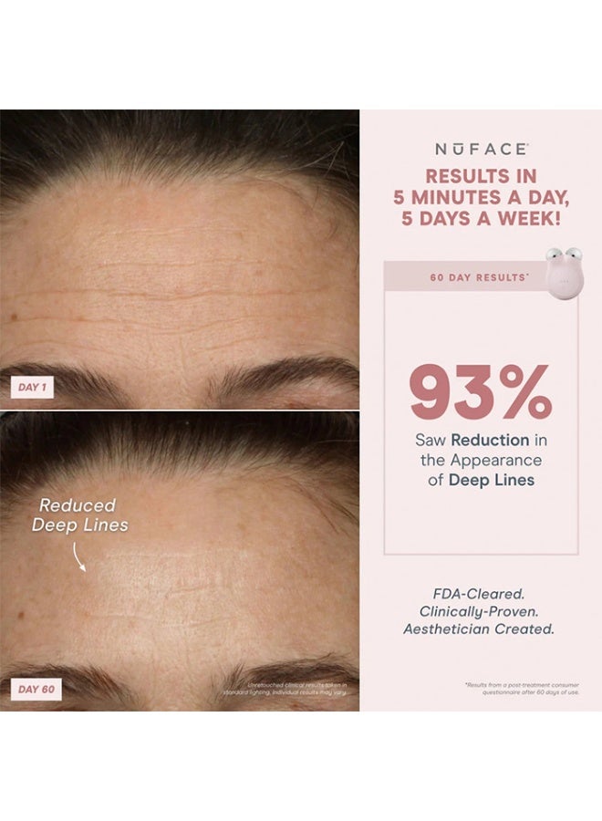 نوفيس مجموعة جهاز NuFACE MINI+ للعناية بالوجه بتقنية التيار الدقيق - جهاز معتمد من إدارة الغذاء والدواء الأمريكية لنحت الوجه وشد البشرة لتحديد ملامحها ورفعها وتوحيد لونها + منشط جل بتقنية التيار الدقيق، وكريم حريري، وفرشاة تطبيق - لون وردي رملي - Image 3