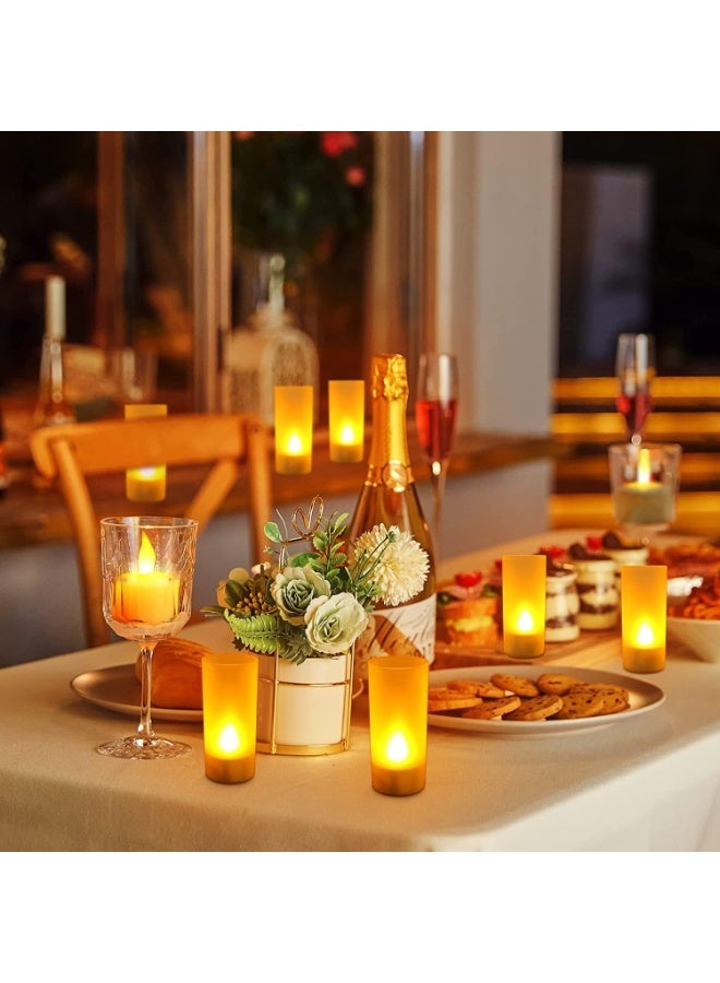 Zikra Rechargeable Tealights with Charging Base 12pcs Flameless Flickering LED Battery Candles with Frosted Cup Realistic Warm Yellow Decorative Lights for Home Table Decor - Image 2