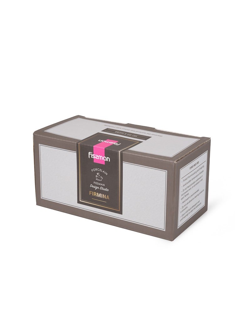 Fissman طقم أكواب قهوة من قطعتين 350 مل، أكواب قهوة بورسلين من سلسلة فيرمينا، أكواب جديدة من عظام الصين بلمسة لامعة مع مقبض، أكواب بحافة ذهبية، قاعدة غير قابلة للانزلاق (رمادي) - Image 3