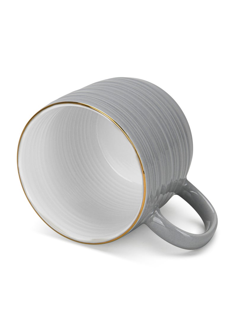 Fissman طقم أكواب قهوة من قطعتين 350 مل، أكواب قهوة بورسلين من سلسلة فيرمينا، أكواب جديدة من عظام الصين بلمسة لامعة مع مقبض، أكواب بحافة ذهبية، قاعدة غير قابلة للانزلاق (رمادي) - Image 2