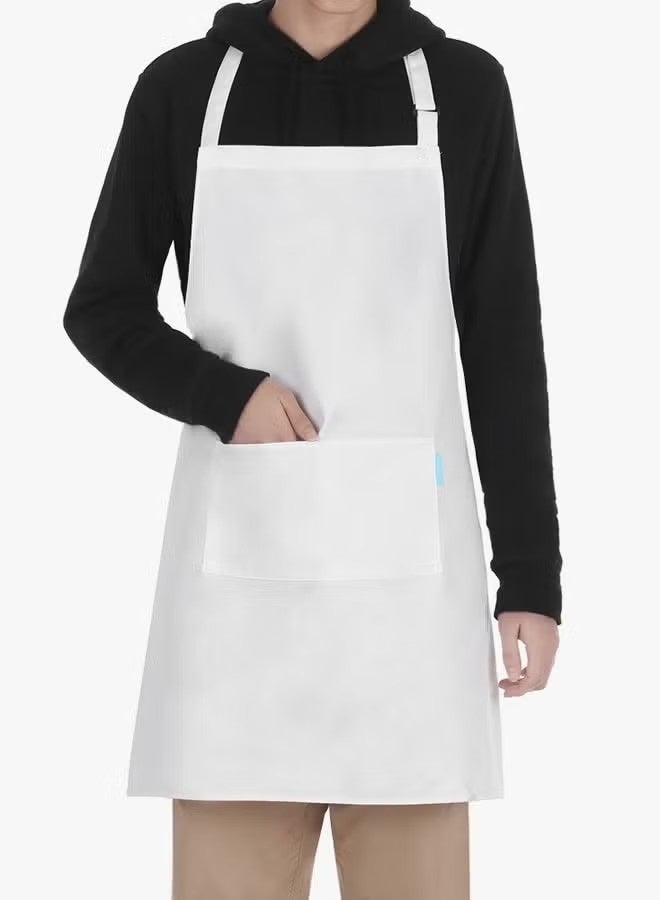 Kitchen Apron With Adjustable Neck Belt And 2 Pockets White 67grams - Image 2