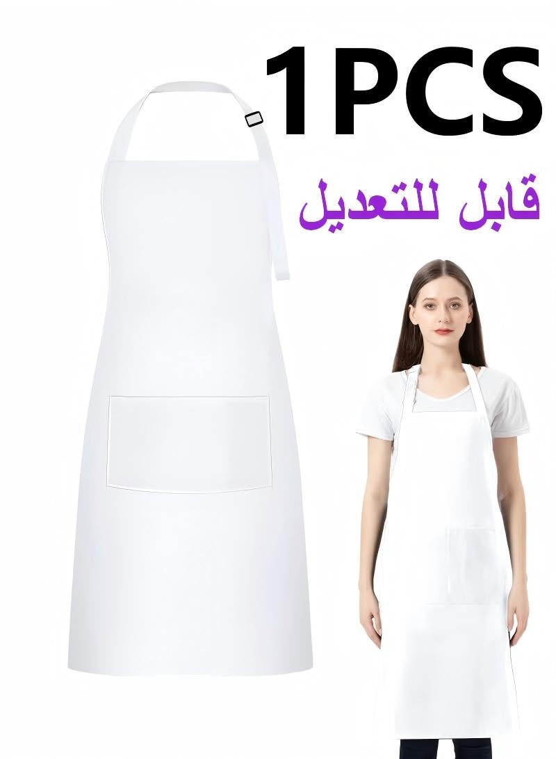 Kitchen Apron With Adjustable Neck Belt And 2 Pockets White 67grams - Image 1