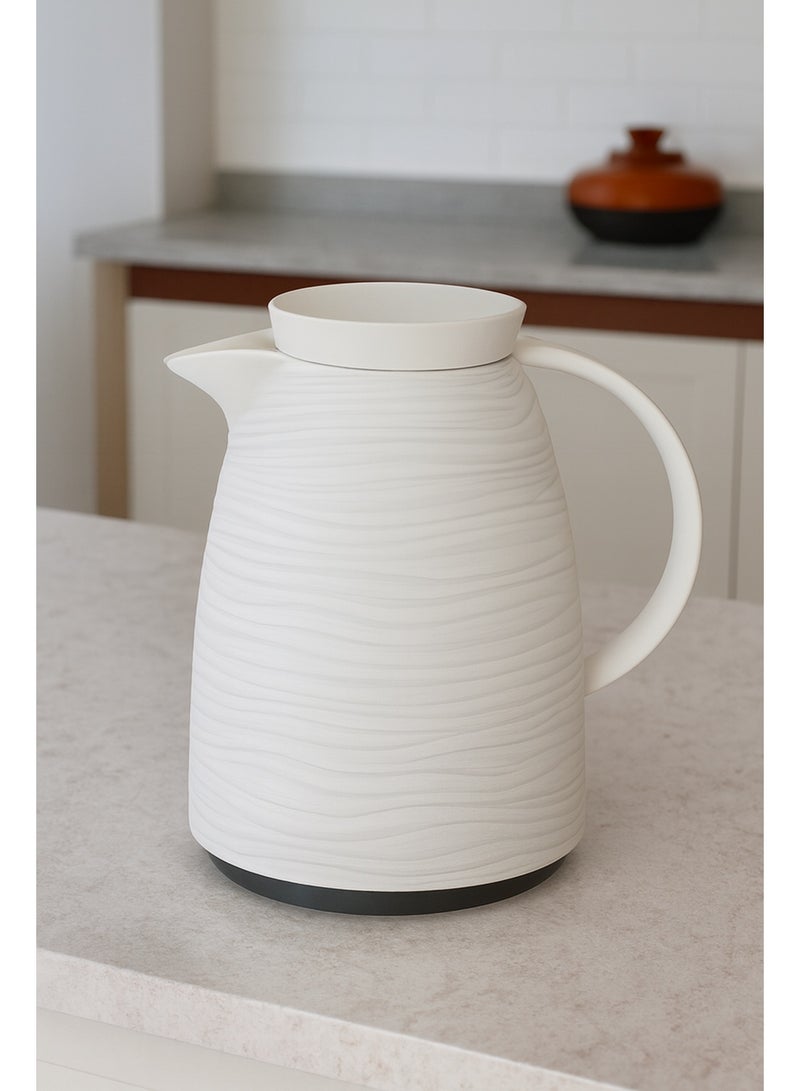 باصرة ترمس باصرة فاخر للشاي والقهوة بتصميم موجي سعة 1 لتر - Image 1